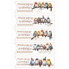   Könyvjelzők cuki ágon ülő kismadarakkal, idézettel 17 x 5 cm