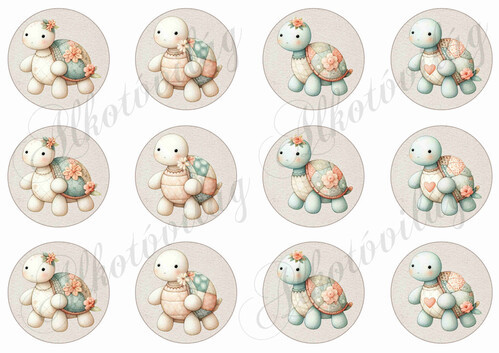 Cuki patchwork teknősök 6 cm-es körökben