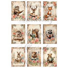 Kártyák festett erdei állatkákkal- 8,5 x 6 cm