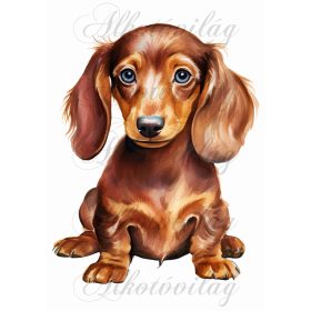   Párnablokk - vászontáska blokk  barna tacskó kutyussal - kb. 25x 20 cm