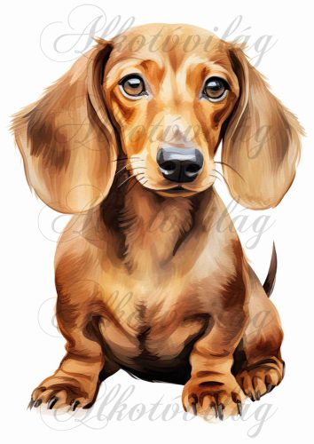 Párnablokk - vászontáska blokk  barna tacskó kutyussal - kb. 26x 20 cm