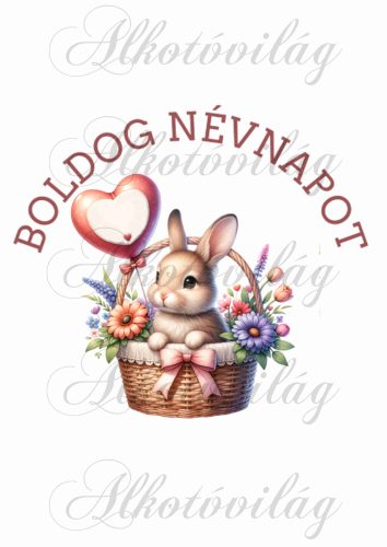Párnablokk - vászontáska blokk - Nyuszi BOLDOG NÉVNAPOT felirattal