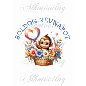   Párnablokk - vászontáska blokk -Majom BOLDOG NÉVNAPOT felirattal