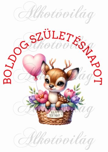 Szarvas BOLDOG SZÜLETÉSNAPOT felirattal