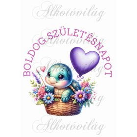 Teknős BOLDOG SZÜLETÉSNAPOT felirattal