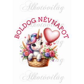 Unikornis BOLDOG NÉVNAPOT felirattal