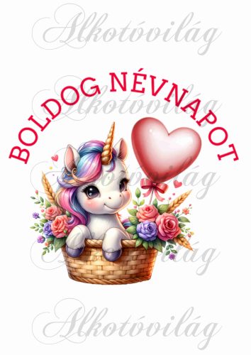 Unikornis BOLDOG NÉVNAPOT felirattal