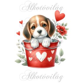   Valentin napi beagle kutyus - PÁRNABLOKK, VÁSZONTÁSKA BLOKK