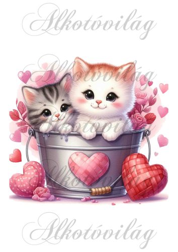 Valentin napi cicák - PÁRNABLOKK, VÁSZONTÁSKA BLOKK