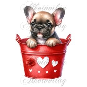   Valentin napi francia bulldog kutyus - PÁRNABLOKK, VÁSZONTÁSKA BLOKK