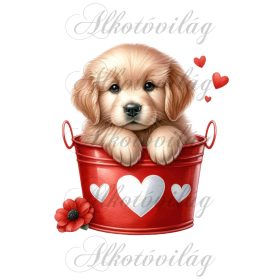   Valentin napi golden retriever kutyus - PÁRNABLOKK, VÁSZONTÁSKA BLOKK