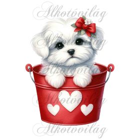  Valentin napi havanese kutyus - PÁRNABLOKK, VÁSZONTÁSKA BLOKK