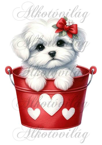 Valentin napi havanese kutyus - PÁRNABLOKK, VÁSZONTÁSKA BLOKK