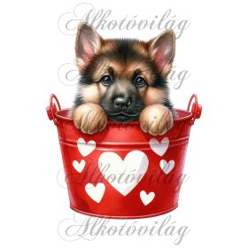   Valentin napi németjuhász kutyus - PÁRNABLOKK, VÁSZONTÁSKA BLOKK