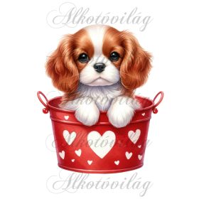   Valentin napi spániel kutyus - PÁRNABLOKK, VÁSZONTÁSKA BLOKK