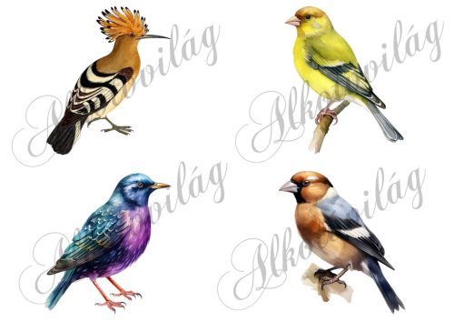 Búbos banka, zöldike, seregély, meggyvágó madár kb 9 cm széles - Patchwork blokk táskablokk, párnablokk, takaróblokk, uzsonnás tasak blokk