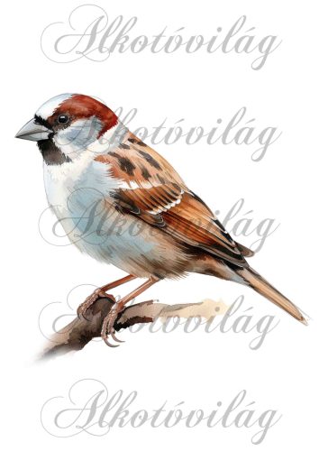 Házi veréb madár - Patchwork blokk táskablokk, párnablokk, takaróblokk, uzsonnás tasak blokk