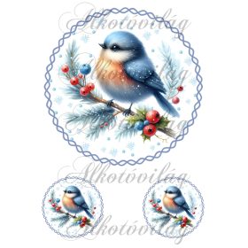 Kék tollú téli kismadár 18,5 cm  körben