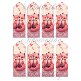   Könyvjelző cuki rókákkal VALENTIN NAPRA, ANYÁK NAPJÁRA - 13 X 4,3 cm