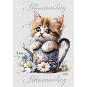   Cuki cica kancsóban margarétával - PÁRNABLOKK, VÁSZONTÁSKA BLOKK, PATCHWORK BLOKK, UZSONNÁSTASAK BLOKK