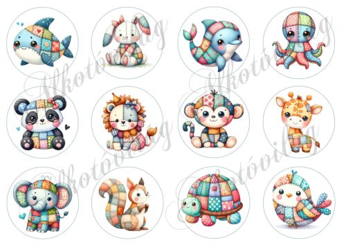 Patchwork állatkák 6 cm-es körökben