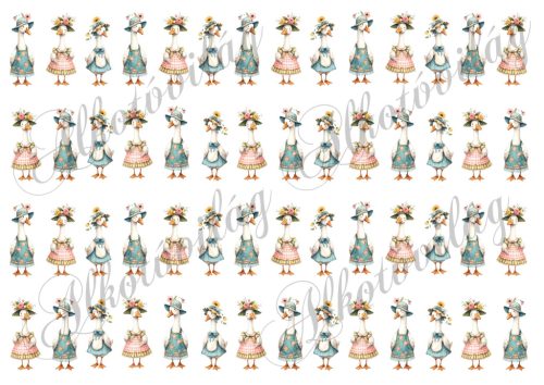 Vicces libák virágokkal - kb. 4 cm magasak