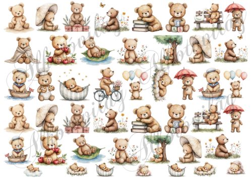 Cuki akvarell festett macik - 3,5 - 4 cm magasak