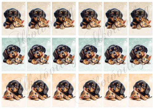 Cuki tacsik cicákkal 6 x 4,5 cm - HŰTŐMÁGNES, AJÁNDÉKKÍSÉGŐ készítéshez