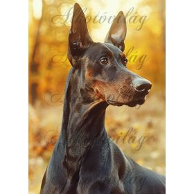   Dobermann kutya portré - PÁRNABLOKK, VÁSZONTÁSKA BLOKK, PATCHWORK BLOKK, UZSONNÁSTASAK BLOKK