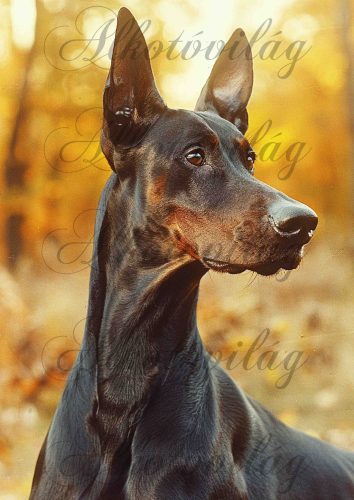 Dobermann kutya portré - PÁRNABLOKK, VÁSZONTÁSKA BLOKK, PATCHWORK BLOKK, UZSONNÁSTASAK BLOKK