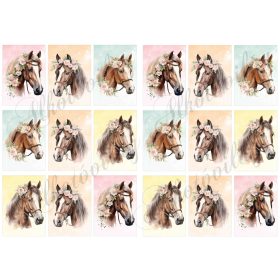   Lovak virágokkal 6 x 4,5 cm - HŰTŐMÁGNES, AJÁNDÉKKÍSÉGŐ készítéshez