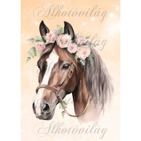   Ló rózsákkal narancsos háttérrel - PÁRNABLOKK, VÁSZONTÁSKA BLOKK, PATCHWORK BLOKK, UZSONNÁSTASAK BLOKK