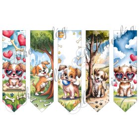 Könyvjelzők jókedvű kutyusokkal - 17,5  X 5 cm