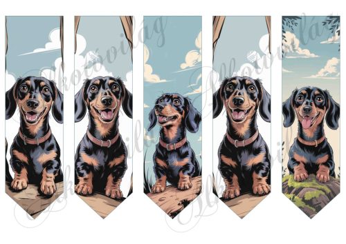 Könyvjelzők jókedvű tacskó kutyusokkal - 17,5  X 5 cm