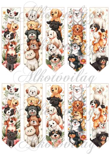 Könyvjelzők vicces kutyusokkal - 12 x 3,5 cm