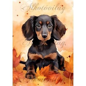   Tacskó őszi hangulatban - PÁRNABLOKK, VÁSZONTÁSKA BLOKK, PATCHWORK BLOKK, UZSONNÁSTASAK BLOKK