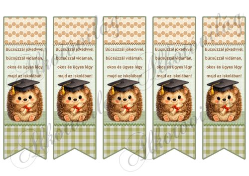 Könyvjelző ovis ballagásra cuki sünivel, idézettel - ZÖLDES