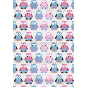 Baglyok- kék-rózsaszín 2