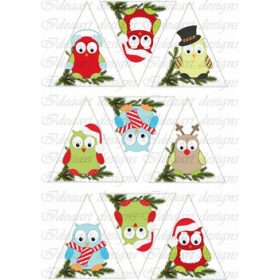 Baglyok fenyődíszhez színesben