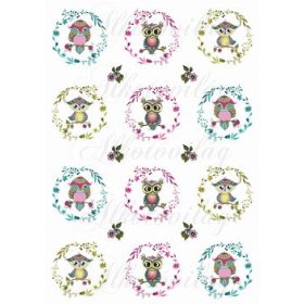 Tavaszi baglyok virágos koszorúban kicsiben