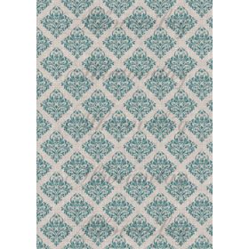   Shabby chic kékeszöld damask minta zsákvászon háttérrel