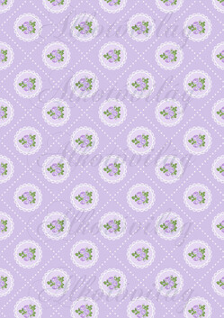 Shabby chic lila rózsák csipkés körökben lila alapon