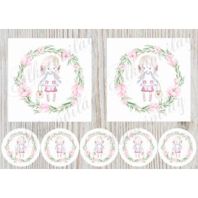 Rajzolt kislányok 12,5 cm-es hímzőkerethez