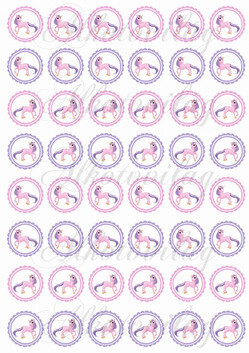 Unikornis álló- cakkos körökben 3 cm 