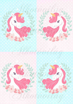 Unikornisok pöttyös alapon