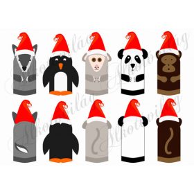 farkas, maki, majom, csimpánz, panda, pingvin