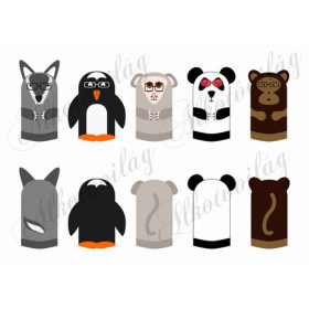 farkas, maki, majom, csimpánz, panda, pingvin