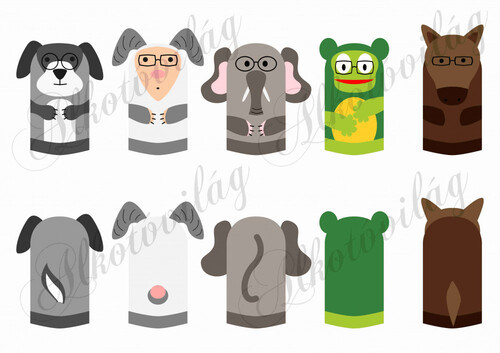 béka, ló, elefánt, kos, kutya