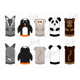 farkas, maki, majom, csimpánz, panda, pingvin