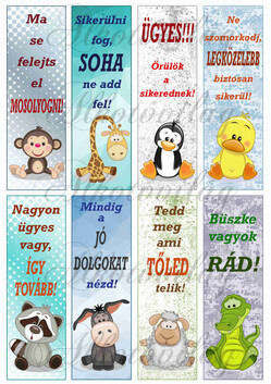 Könyvjelzők motivációs feliratokkal fiús színekben